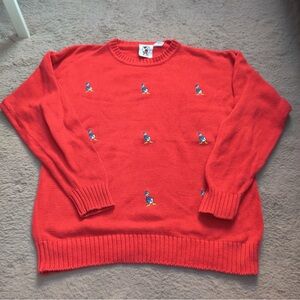 Vintage Mickey & Co. Donald Duck Red Crewneck Sweater Embroidered Size Medium